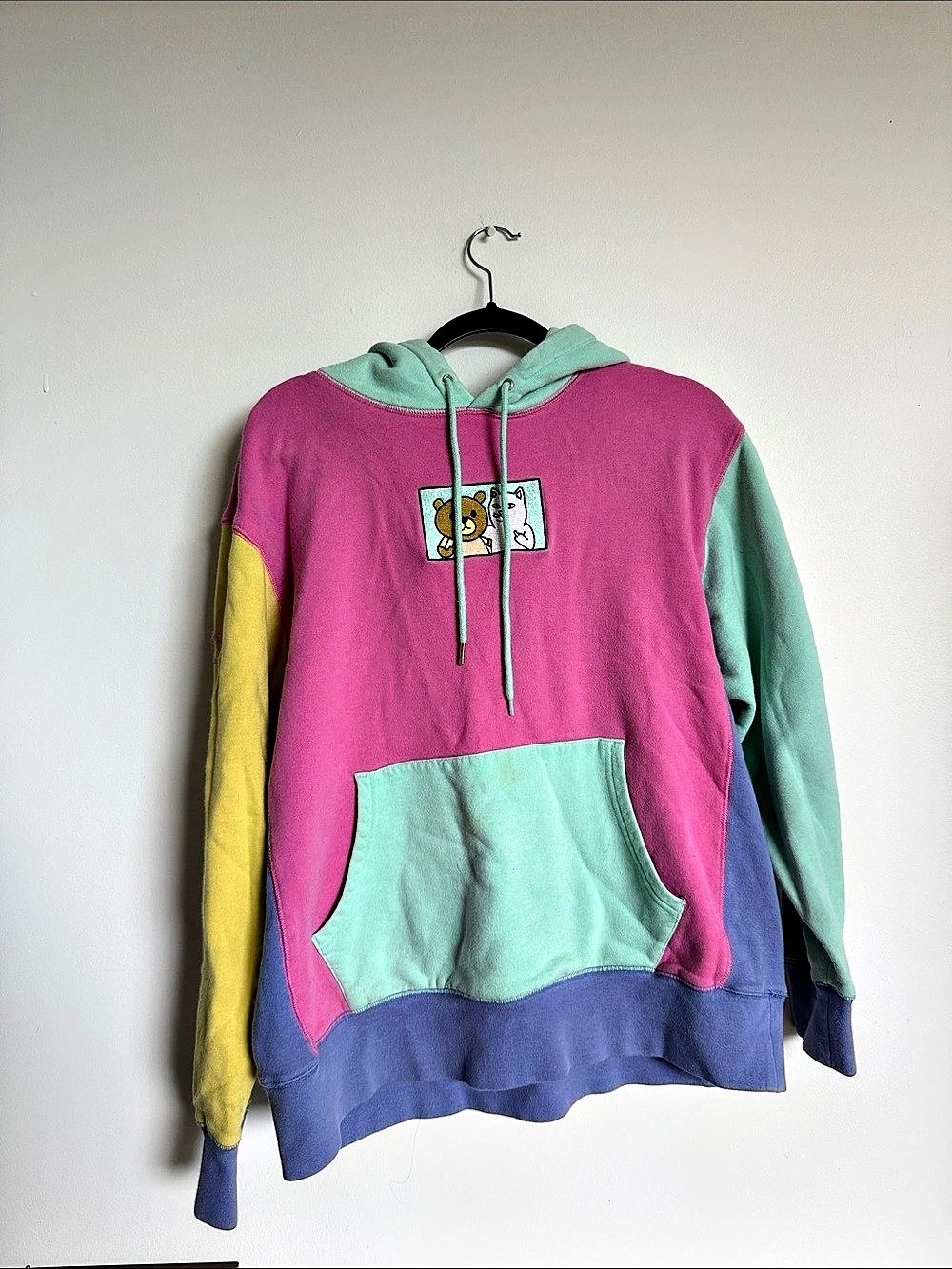 RIPNDIP x Teddy Fresh 2.0 Colorblock Hoodie Pink & Blue Large